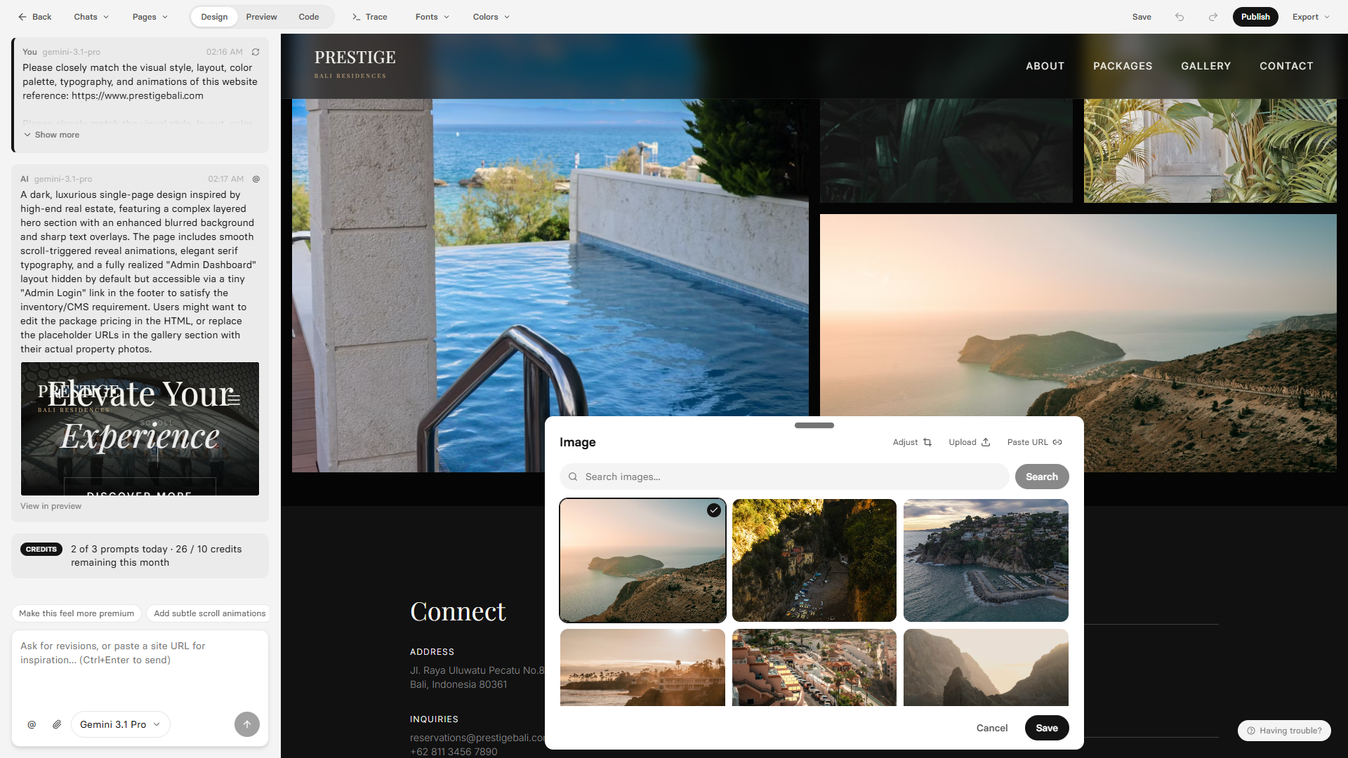 Edit images and buttons right from the design panel
