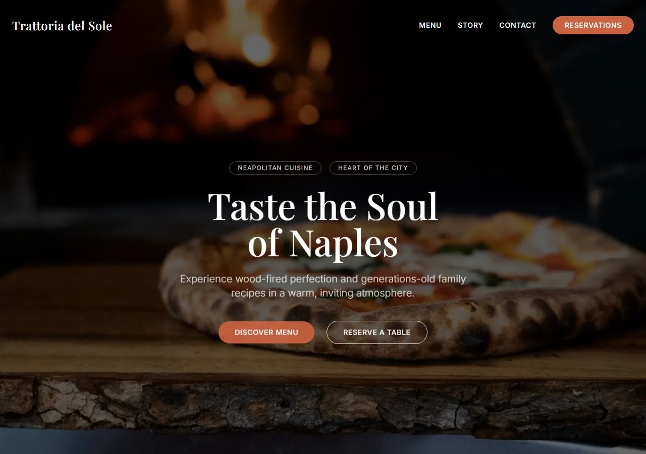 Trattoria del Sole Landing Page