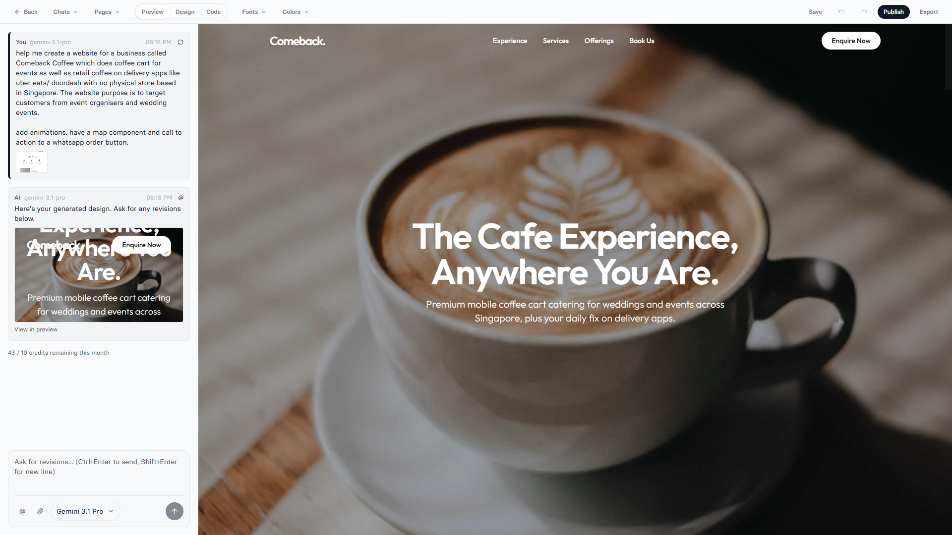 Design in a visual editor powered by AI